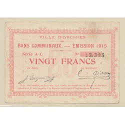 Dept59 - 20 Francs oRCHIES - 1915 - tb+