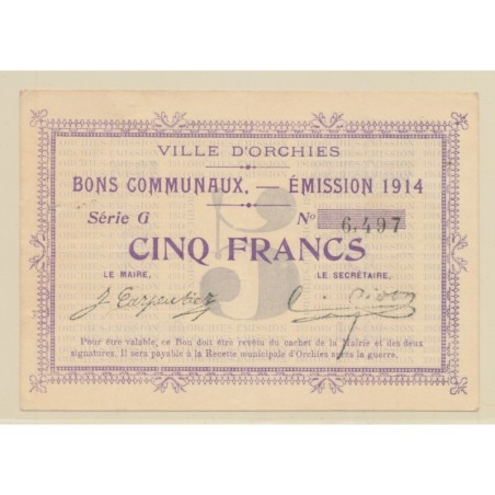 Dept59 - 5 Francs Orchies - 1914 - TTB
