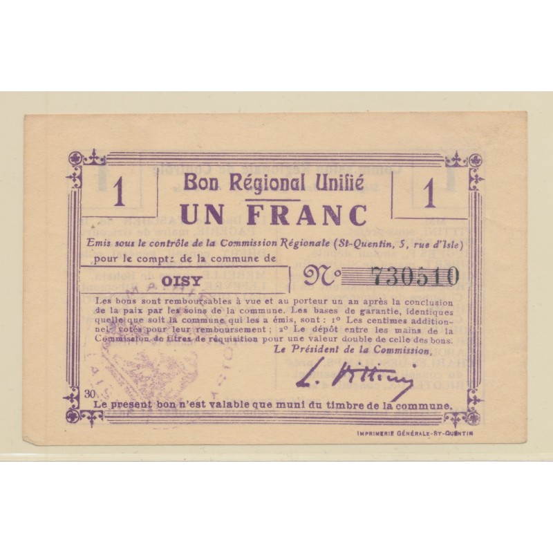 Dept59 - 1 Franc Oisy - TTB+