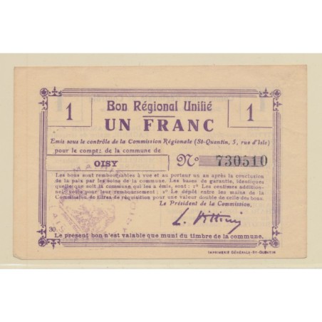 Dept59 - 1 Franc Oisy - TTB+