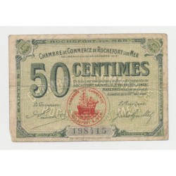 Dept17 - 50 Centimes Rochefort sur mer - 1920 - 1ere série - TB+