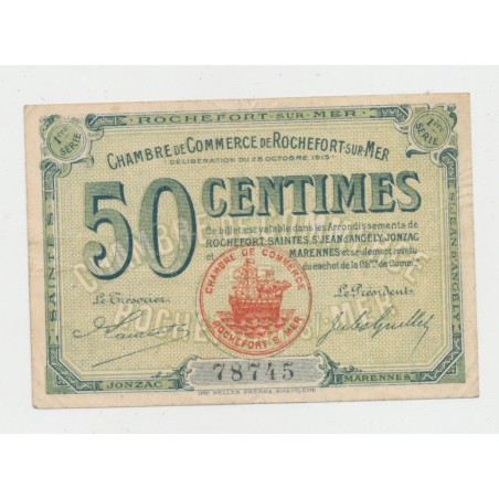 Dept17 - 50 Centimes Rochefort sur mer - 1920 - 1ere série - TTB