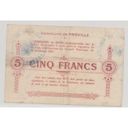 Dept59 - 5 Francs Proville - 1915 - TB+ 2