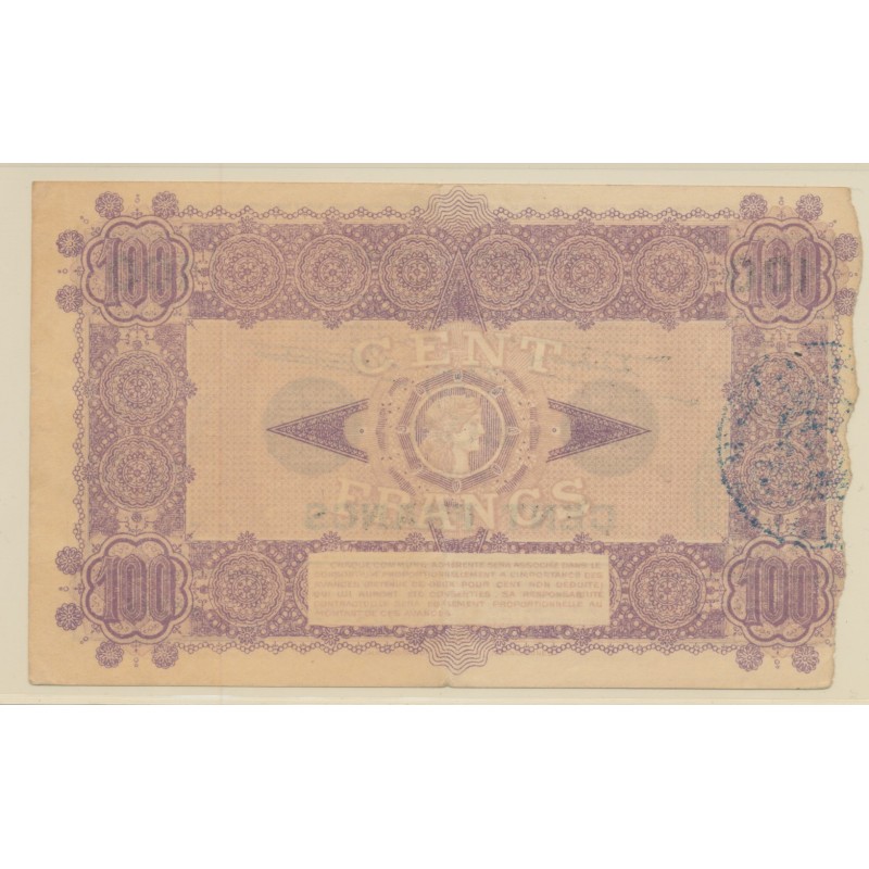 Dept59 - 100 Francs valenciennes 1917 - TTB