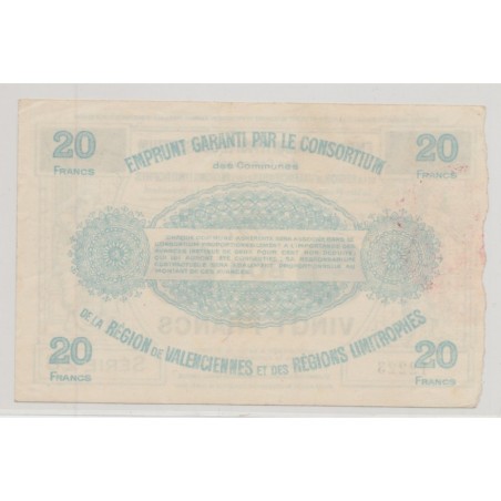 Dept59 - 20 Francs valenciennes 1916 - SUP
