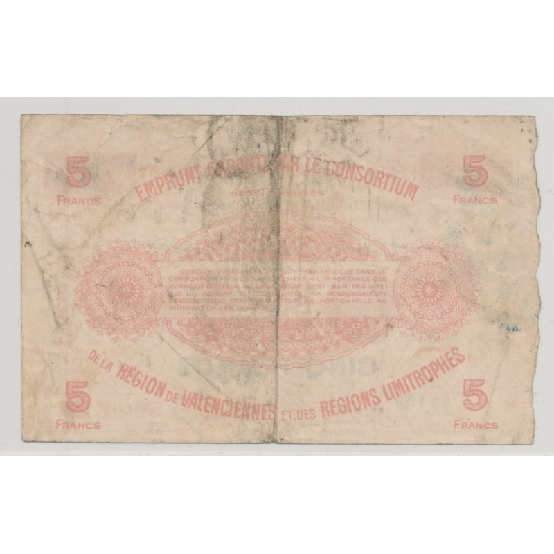 Dept59 - 5 Francs valenciennes 1916 - TB+/TTB