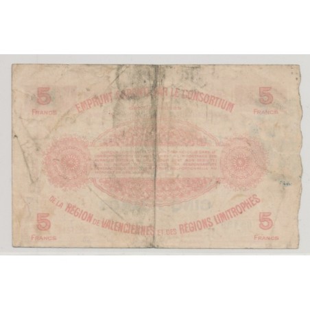 Dept59 - 5 Francs valenciennes 1916 - TB+/TTB
