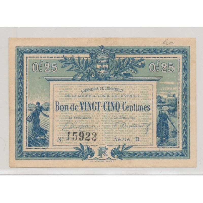 Dept85 - 25 Centimes La Roche sur Yon - 1916 - TTB
