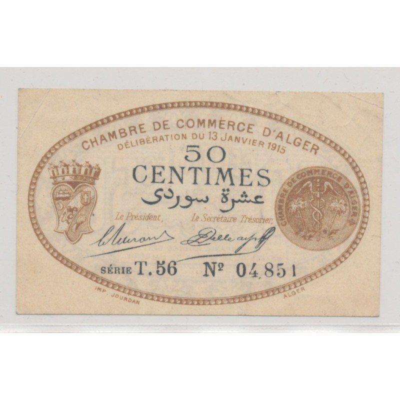 50 Centimes Alger - 1915 - série T - TTB