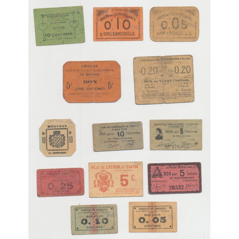 Lot 13 Billets nécessites - en carton