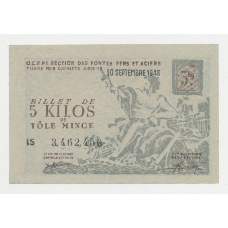 Billets 5 Kilos de tole mince - 1948 - TTB+