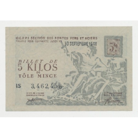 Billets 5 Kilos de tole mince - 1948 - TTB+
