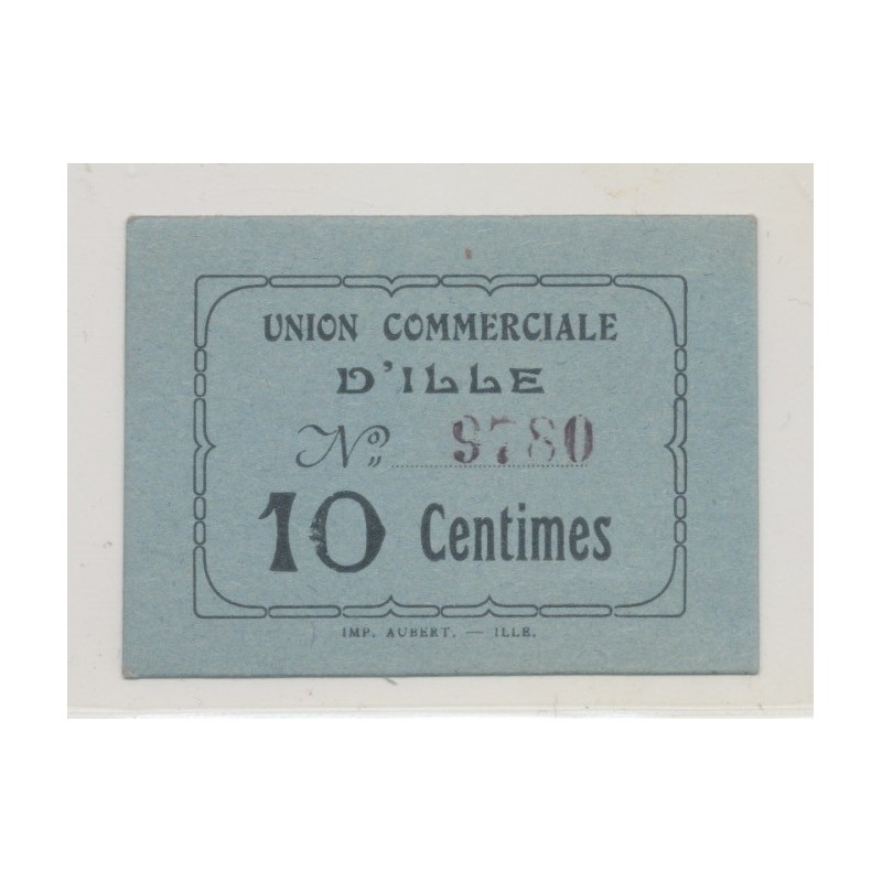 Billet carton 10 centimes Union commerciale d'ille - TTB+