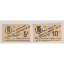 Lot 2 Billets carton - L'isle en jourdain et canton - 5 et 10 centimes - SUP