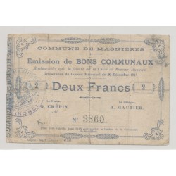 Dept59 - 2 Francs Masnières - 1914 - TB