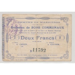 Dept59 - 2 Francs Masnières - 1915 - TB