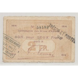 Dept59 - 2 Francs 1914 - Compagnie des mines d'aniche - TB+