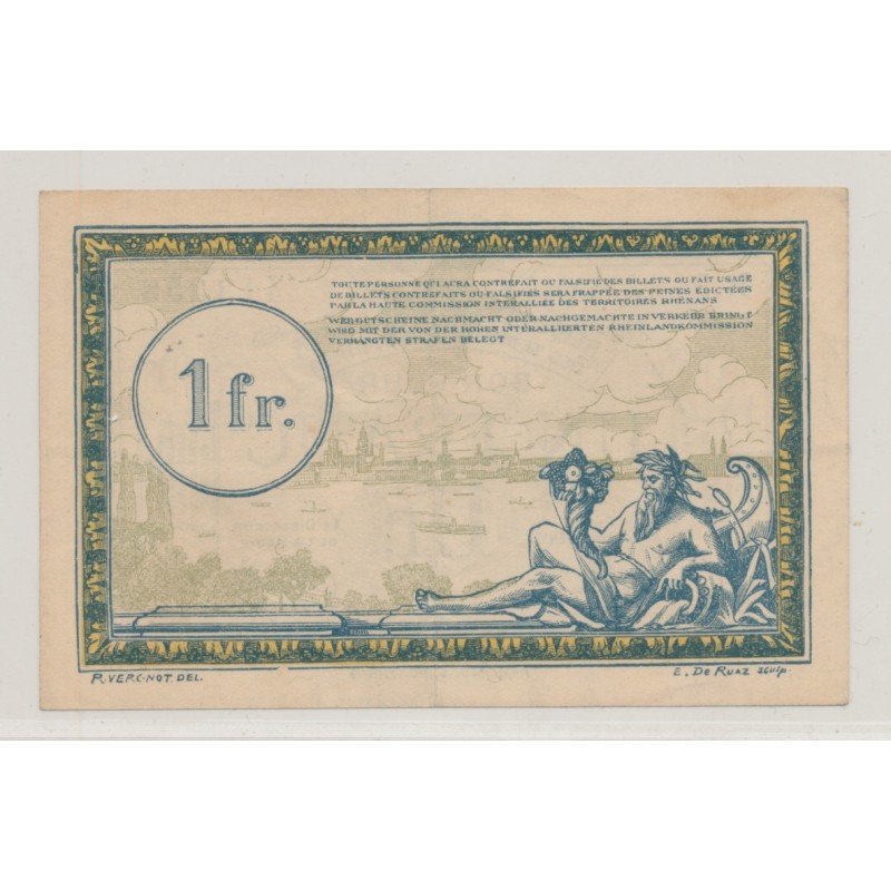 1 Franc - Régie des chemins de fer des territoires occupés - TTB+