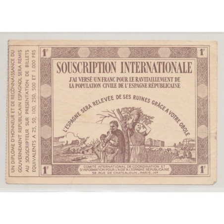 1 Franc - Souscription internationale - TTB