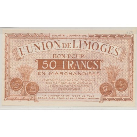 Dept87 - 50 Francs 1886 - Union de Limoges - SUP