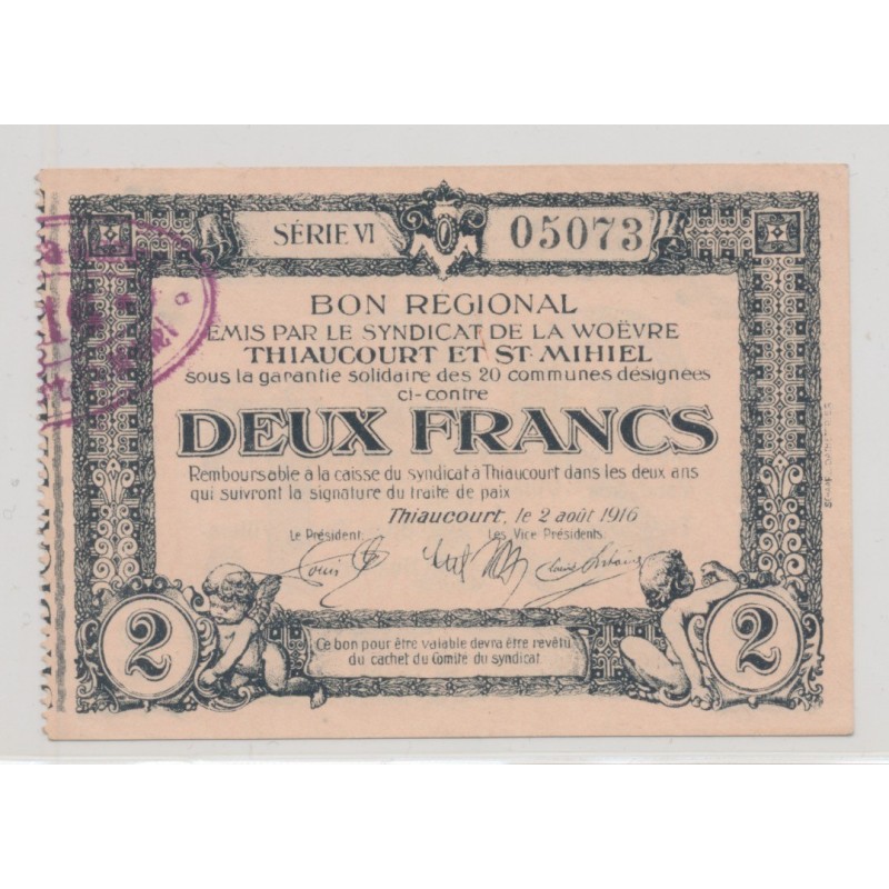 Dept54 - 2 Francs Thiaucourt 1916 - SUP+