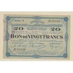Dept55 - 20 Francs Montmedy 1916 - Sup