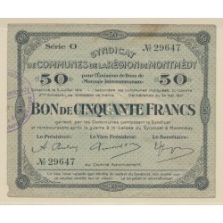 Dept55 - 50 Francs Montmedy 1916 - TTB