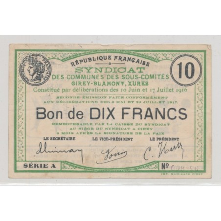 Dept54 - 10 Francs Girey 1916 - TTB