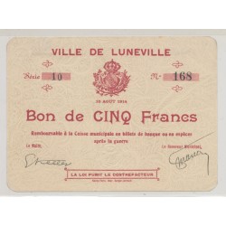 Dept54 - 5 Francs Lunéville 1914 - SUP+