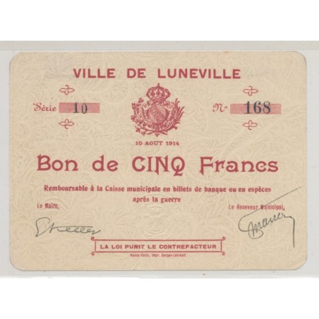 Dept54 - 5 Francs Lunéville 1914 - SUP+