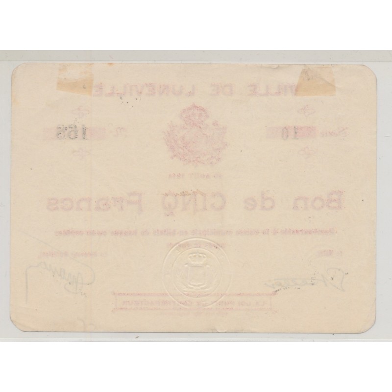 Dept54 - 5 Francs Lunéville 1914 - SUP+