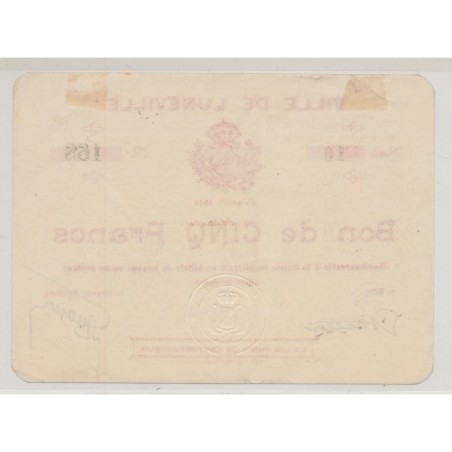 Dept54 - 5 Francs Lunéville 1914 - SUP+