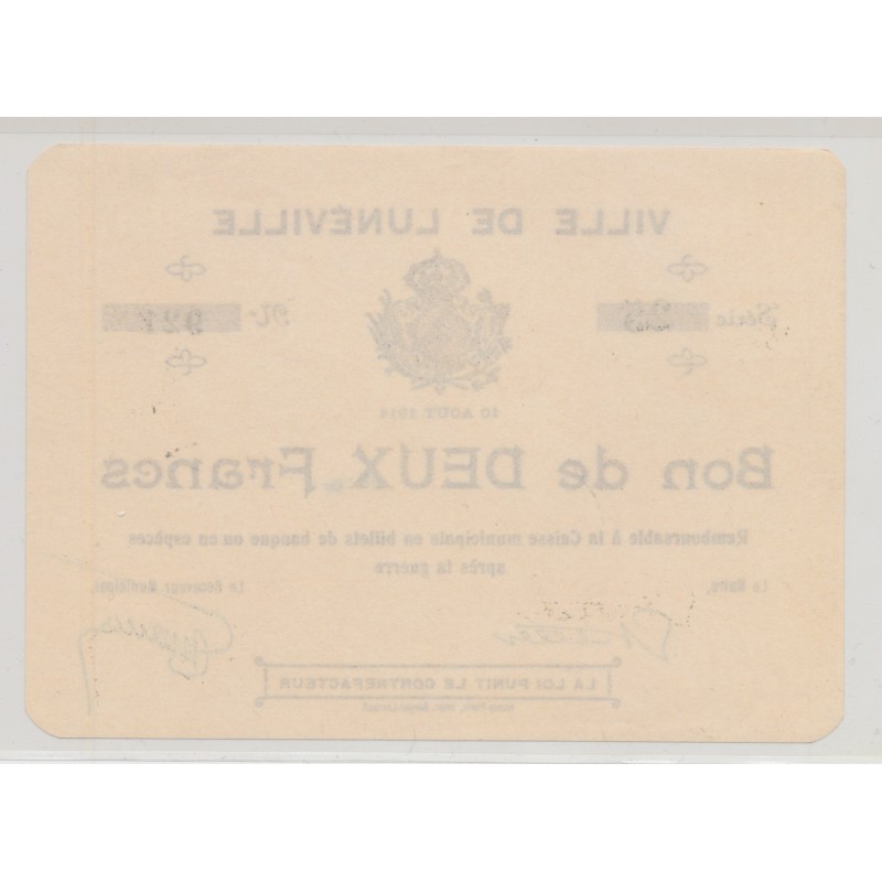 Dept54 - 2 Francs Lunéville 1914 - SPL+