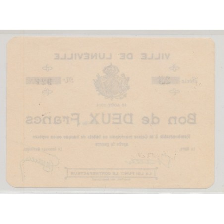 Dept54 - 2 Francs Lunéville 1914 - SPL+