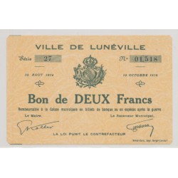 Dept54 - 2 Francs Lunéville 1914 - SPL+