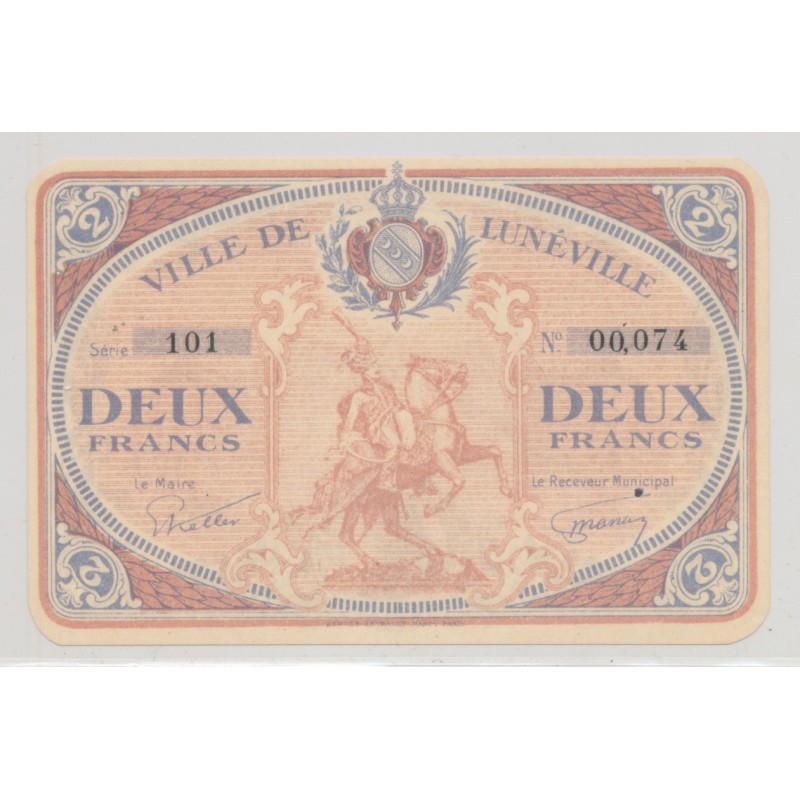 Dept54 - 2 Francs Lunéville 1914/1918 - SPL+