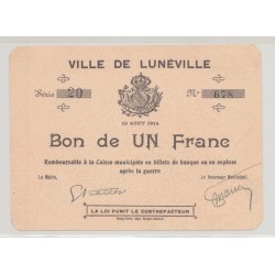 Dept54 - 1 Franc Lunéville 1914 - SUP
