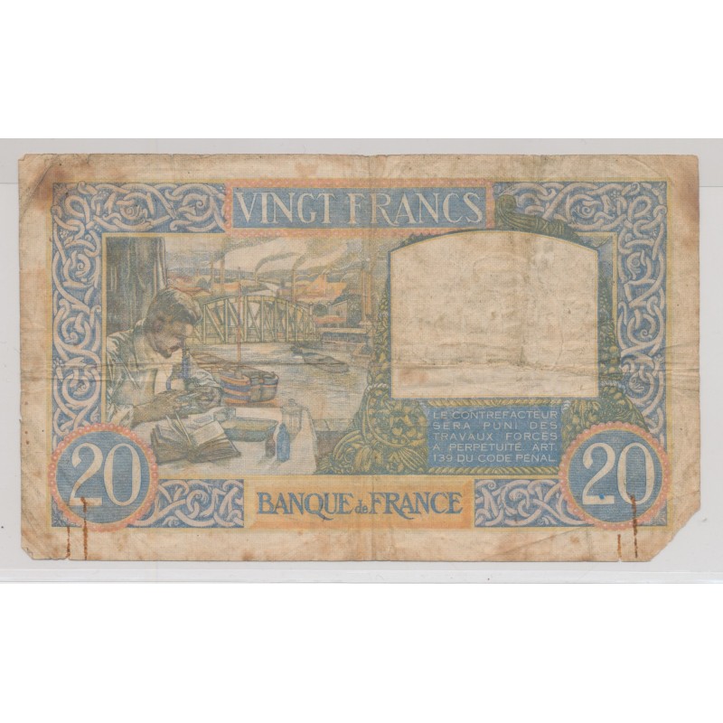20 Francs Science et travail - 1.08.1940 - B