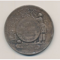 Médaille - Centenaire société centrale agriculture de l'Hérault - 1799 - 1899 - bronze argenté - 45mm - TTB+ 2