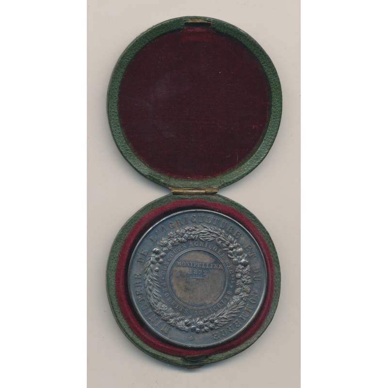 Médaille - Ministère agriculture et commerce - Montpellier 1872 - argent 38g - 41mm - SUP+