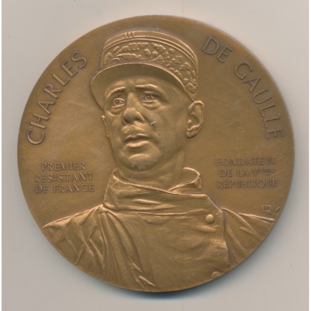 Médaille - Général De Gaulle - Centenaire naissance - Cinquantenaire appel 18 juin  Associations des Français Libres - bronze - 