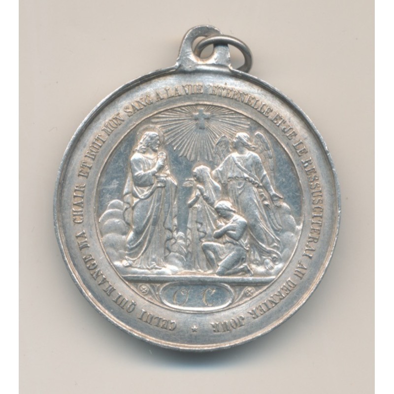 Médaille - Baptème et 1ère communion - 1861 et 1874 - argent 8,60g - TTB+