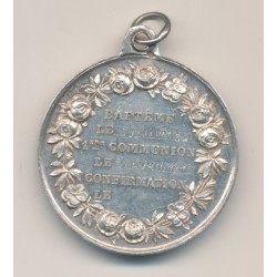 Médaille - Baptème et 1ère communion - 1861 et 1874 - argent 8,60g - TTB+ 2