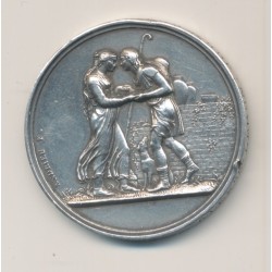 Médaille de mariage - 2 personnes - gravé revers et tranche 1835 - argent 21,60g - 36mm - TTB