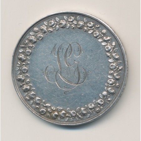 Médaille de mariage - 2 personnes - gravé revers et tranche 1835 - argent 21,60g - 36mm - TTB