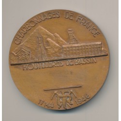 Médaille - Charbonnages de France - 17 mai 1946 - graveur Delannoy - bronze 68mm - TTB+ 2