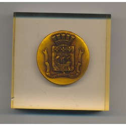 Médaille - Blason Ville La Rochelle - dans un bloc en plexi