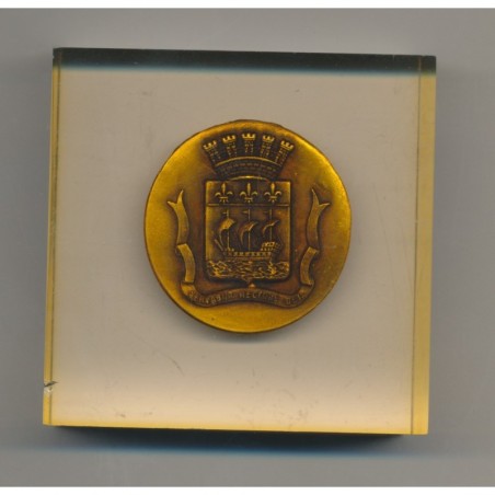 Médaille - Blason Ville La Rochelle - dans un bloc en plexi