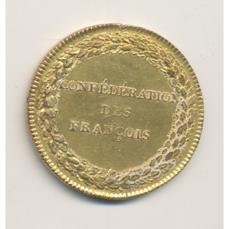 Médaille - Constitution assemblée nationale - confédération des François 1790 - cuivre doré - 35mm