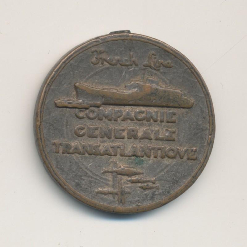 Médaillon - Paquebot Flandre avec boite - Compagnie générale transatlantique - 28mm